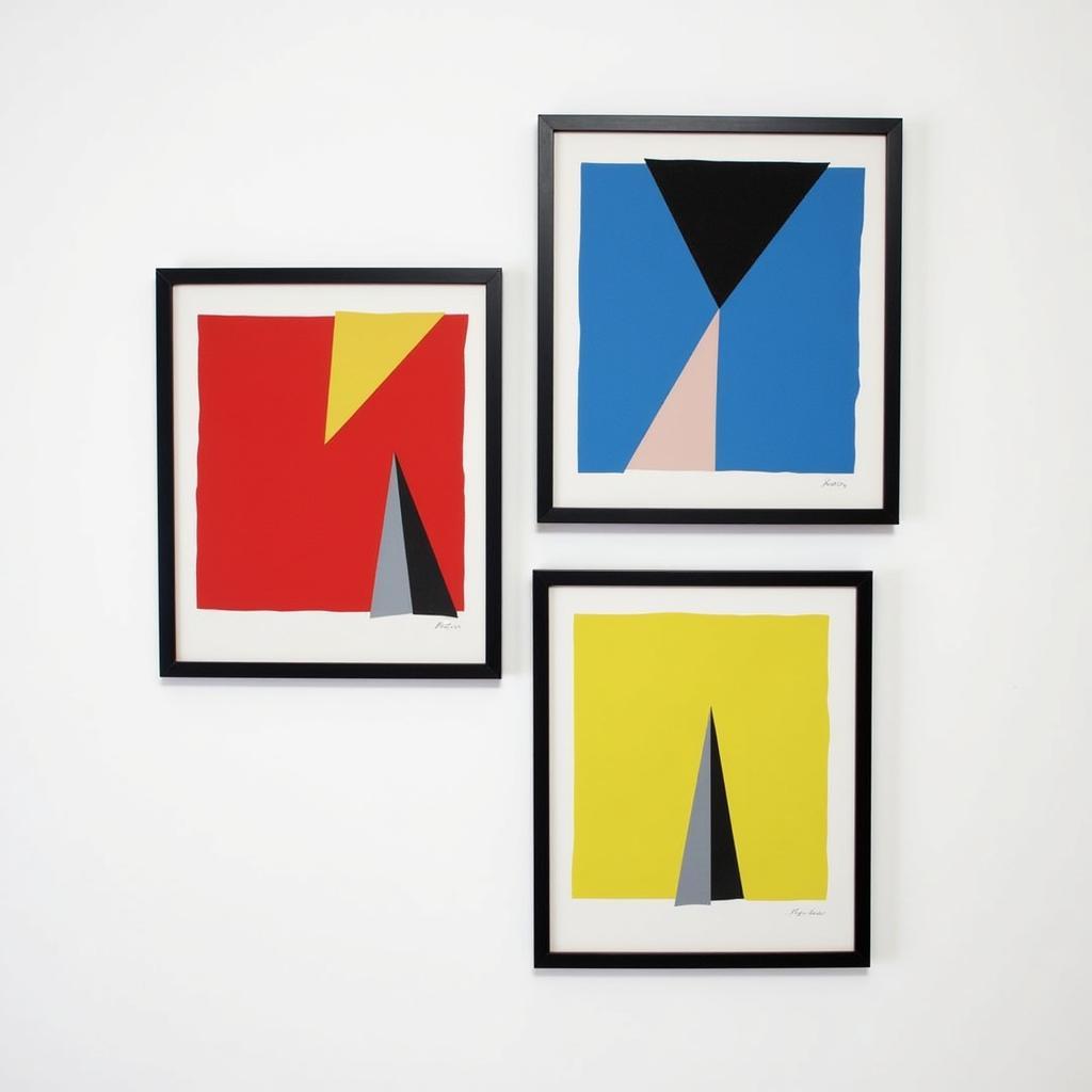 3 Set Framed Art: Abstract Geometric Composition