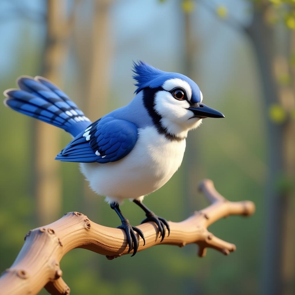 3D Animated Blue Jay in an Interactive Environment