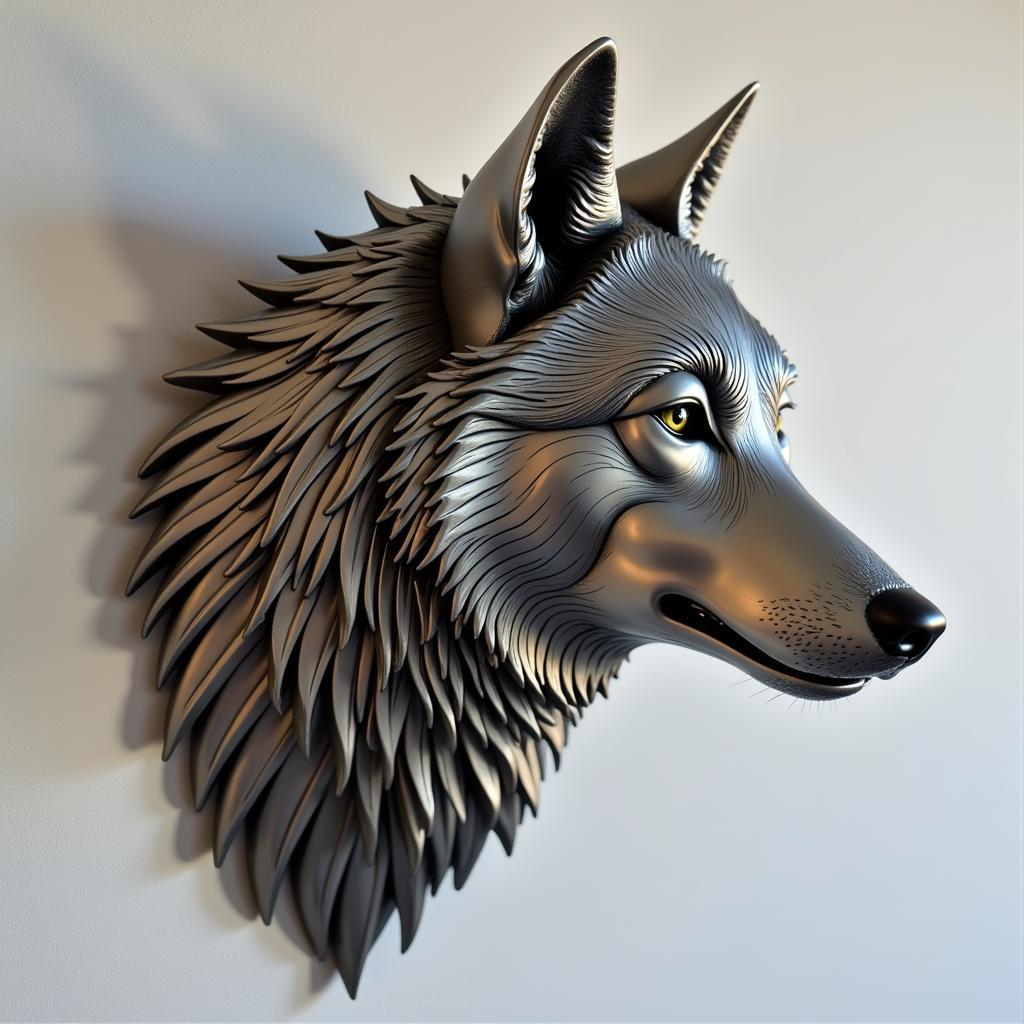 Modern 3D Wolf Wall Art Metal Sculpture