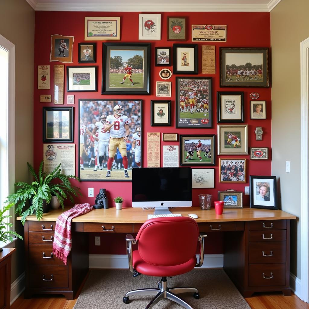  49ers-Themed Gallery Wall in a Home Office