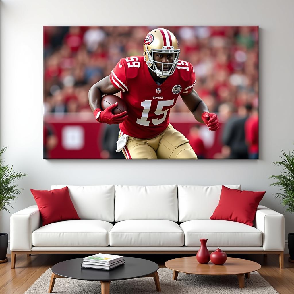 49ers Wall Art in a Modern Living Room