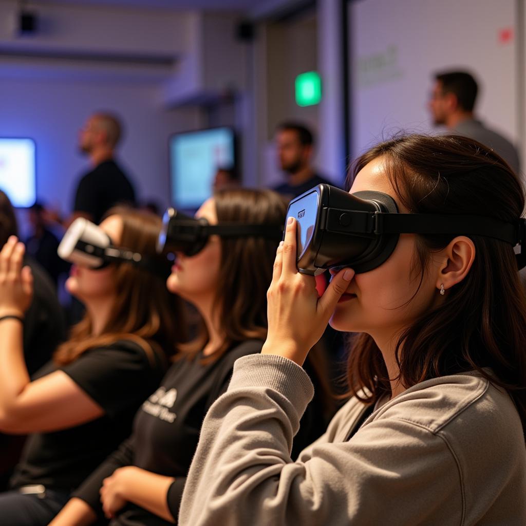 Visitors Immersed in a Virtual Reality Experience