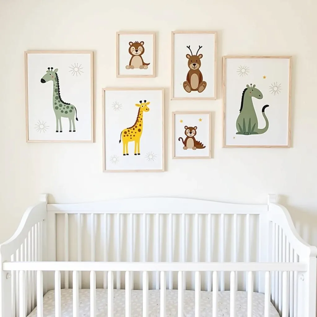 Framed Nursery Wall Art Above the Crib