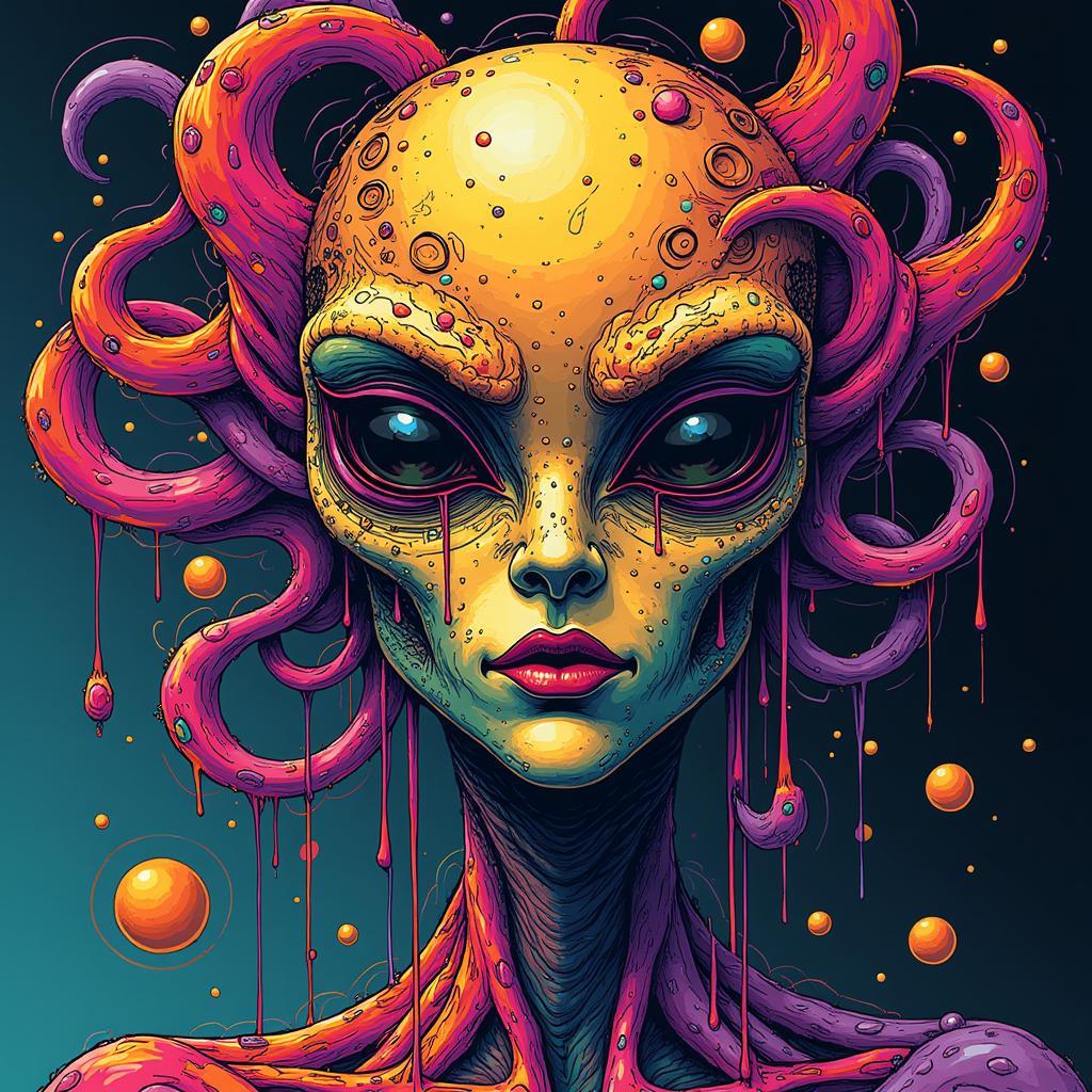 Abstract Alien Portrait Digital Art