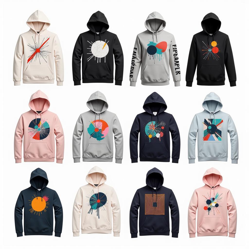 Different designs and styles of abstract art hoodies