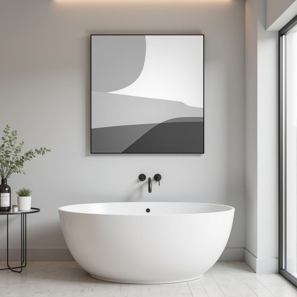 Modern Minimalist Abstract Bathroom Wall Art