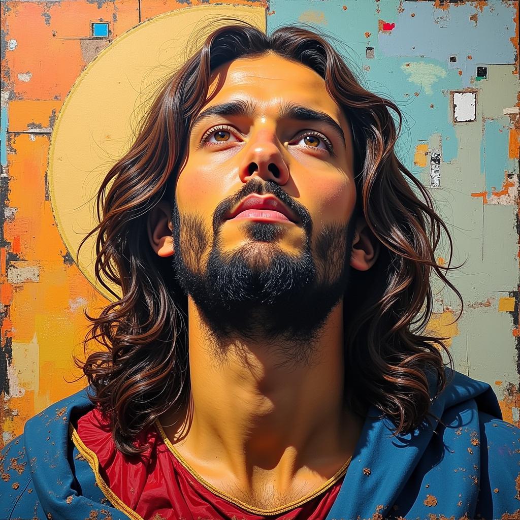 Abstract Jesus Painting Mixed Media: Exploring Spirituality Through Art