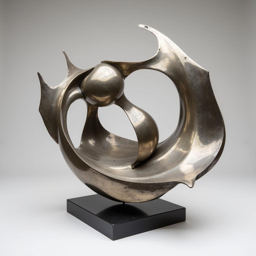 Abstract Metal Sculpture Inspired by Space