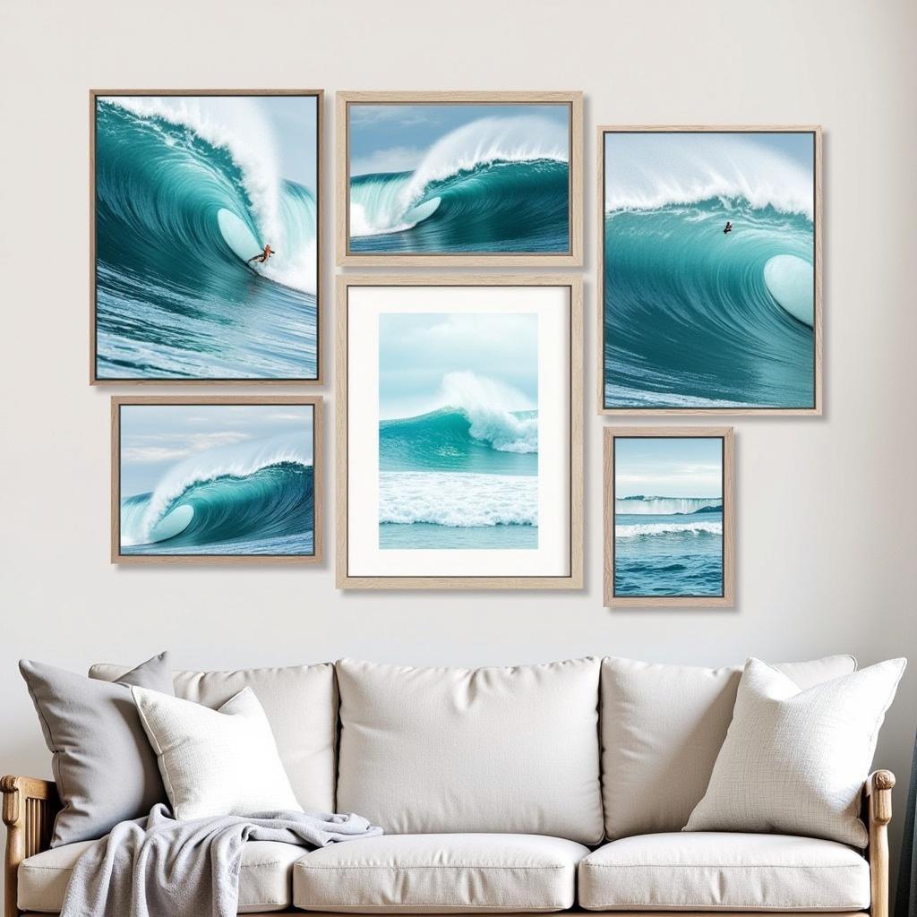 Abstract Surf Art Gallery Wall in a Coastal Home