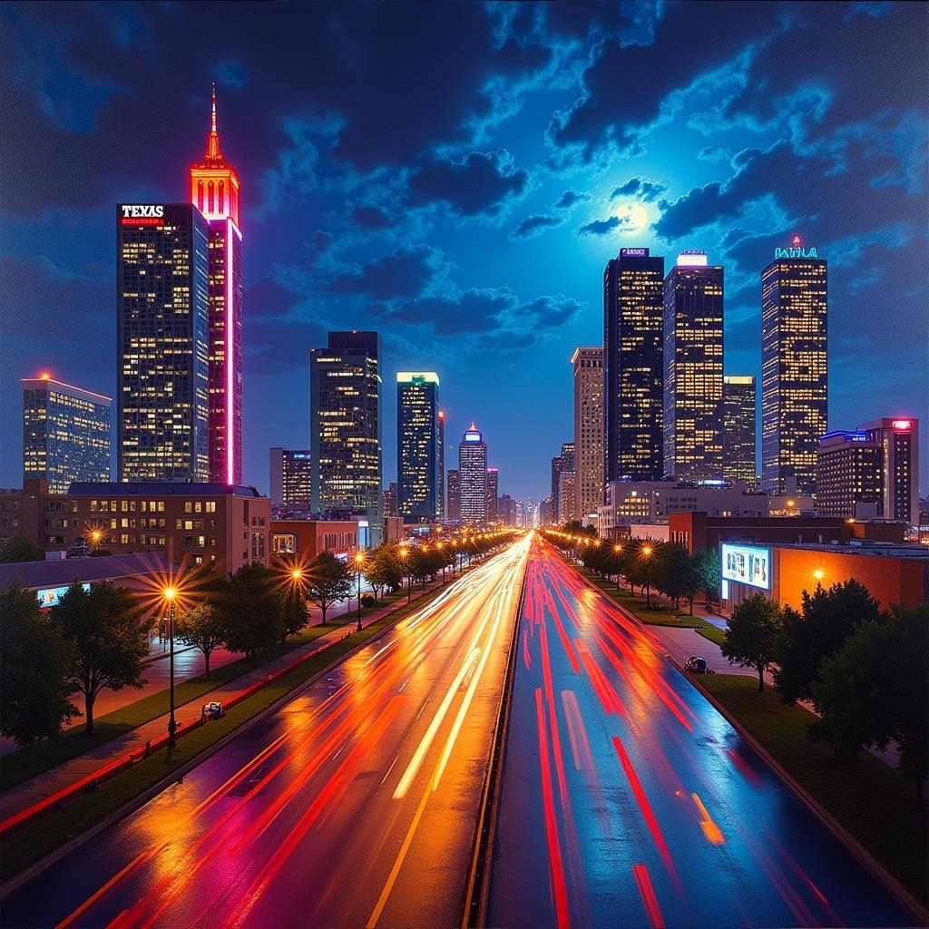 Abstract Texas Cityscape at Night