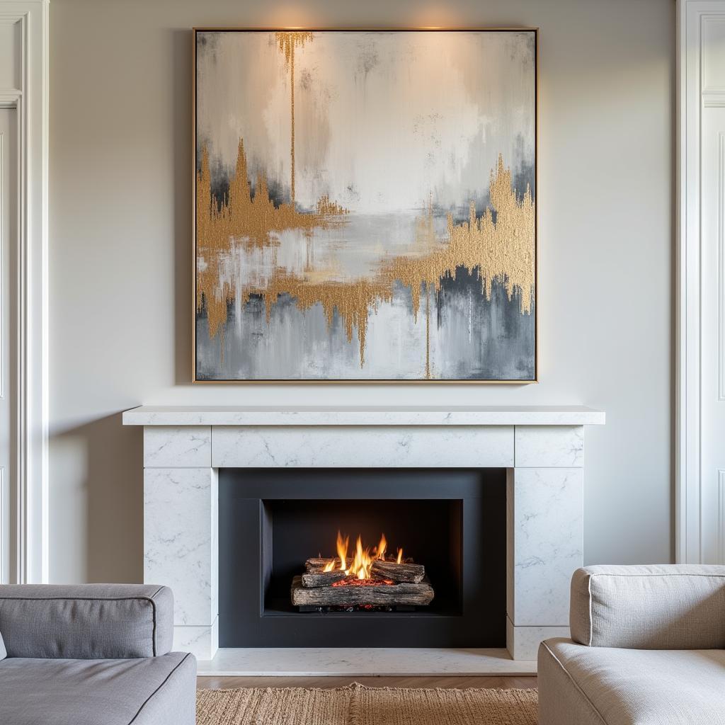 Abstract Wall Art Above Fireplace