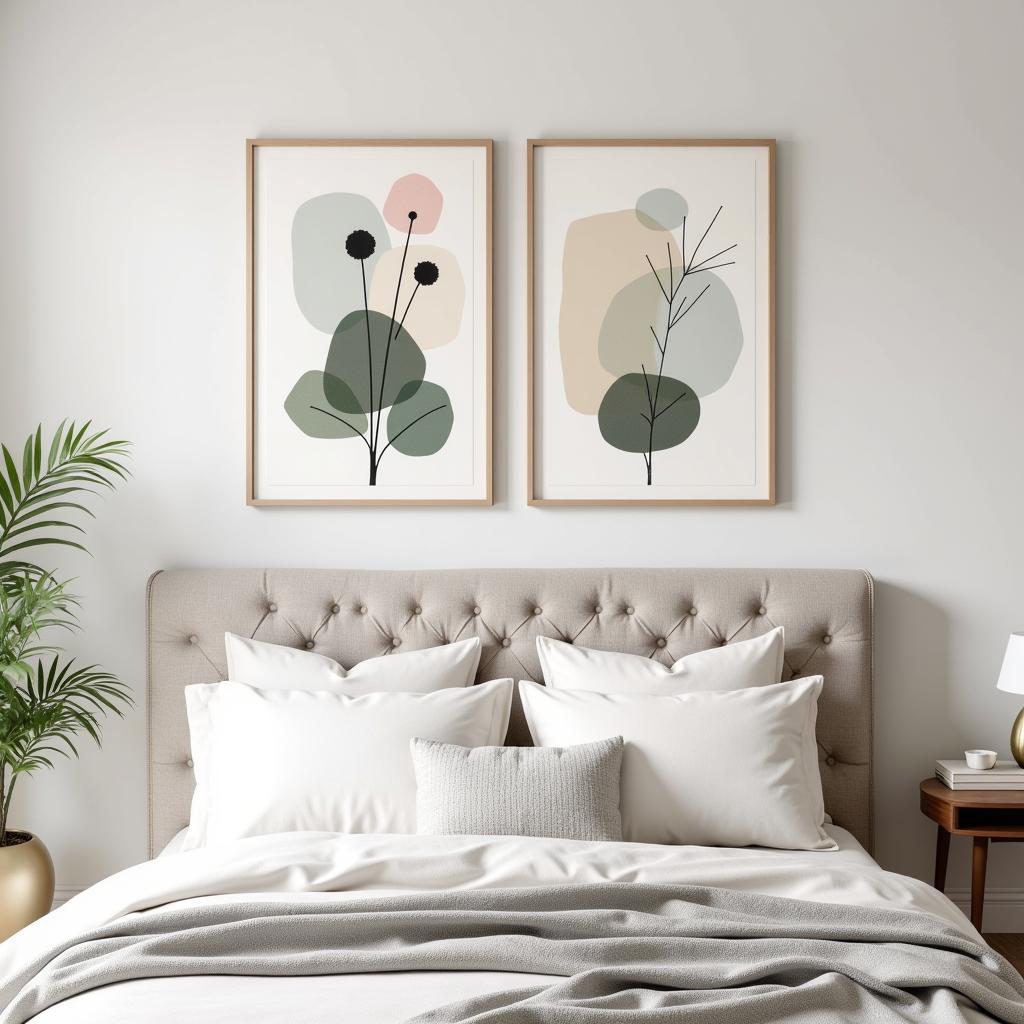 Abstract Wall Art Set of 2 in a Bedroom