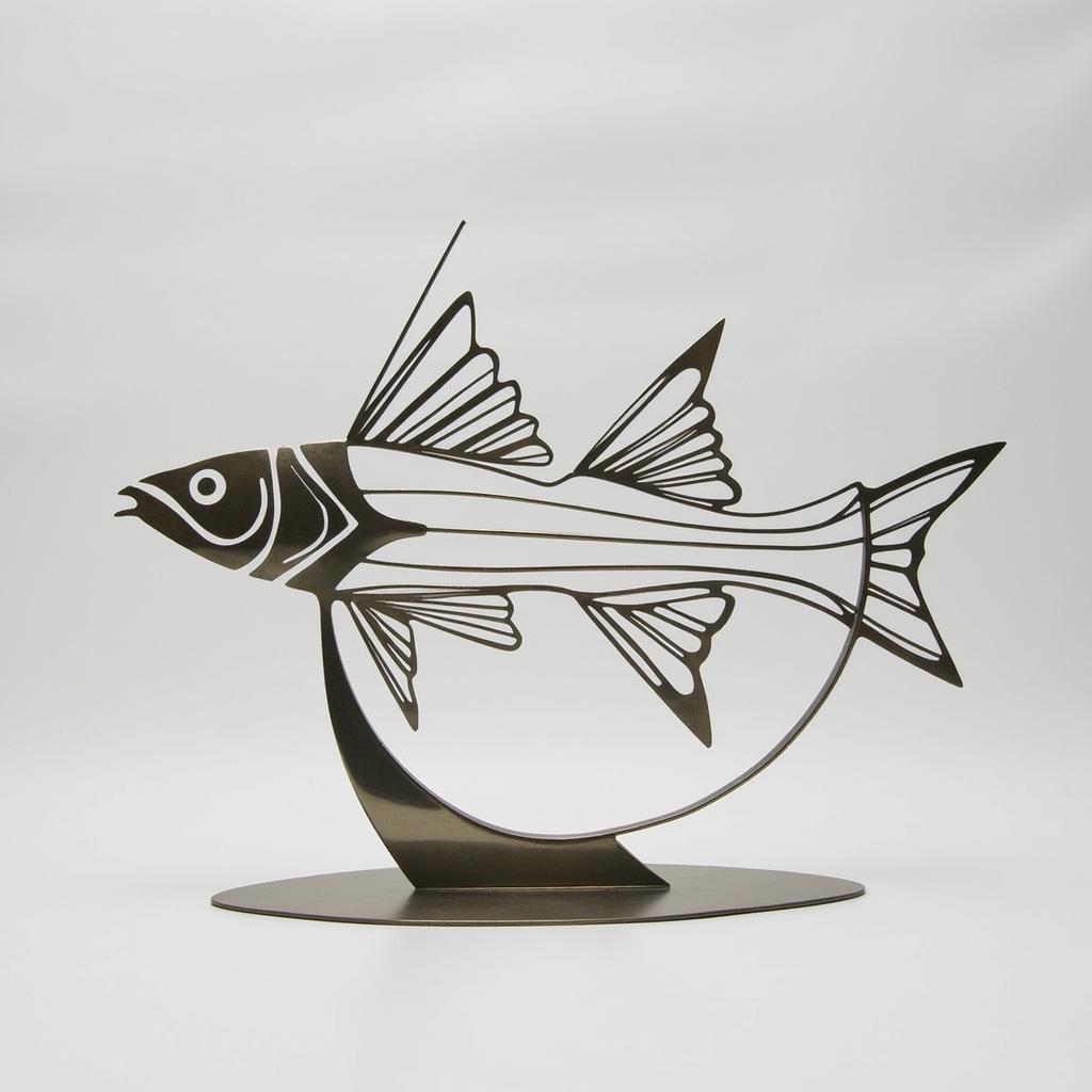 Abstract Metal Walleye Sculpture