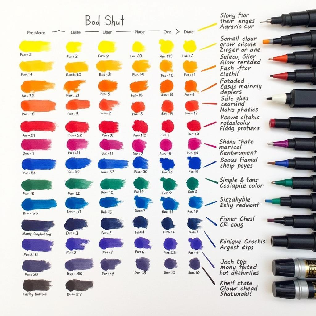 Acrylic Art Markers Color Chart and Tips