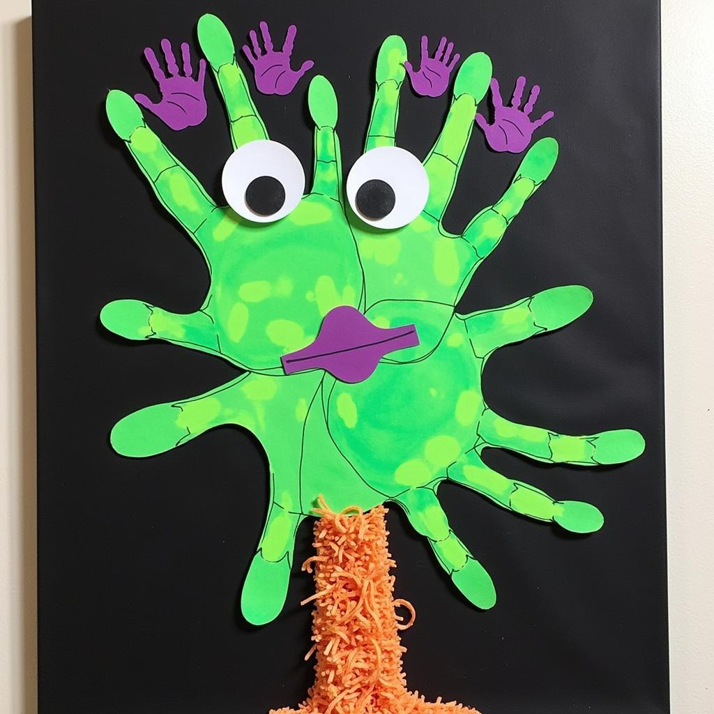 Creating intricate handprint monster art for Halloween