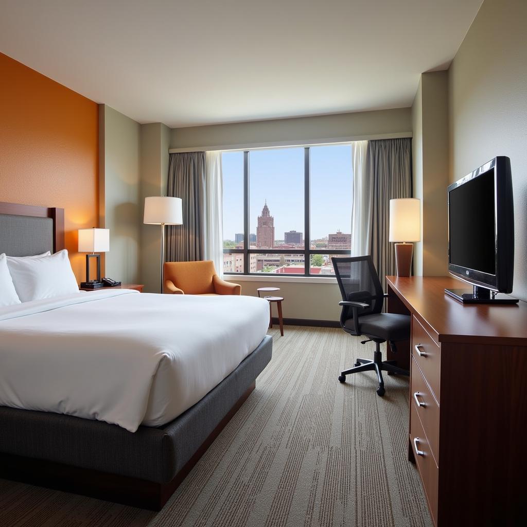 Modern Hotel Room with City View