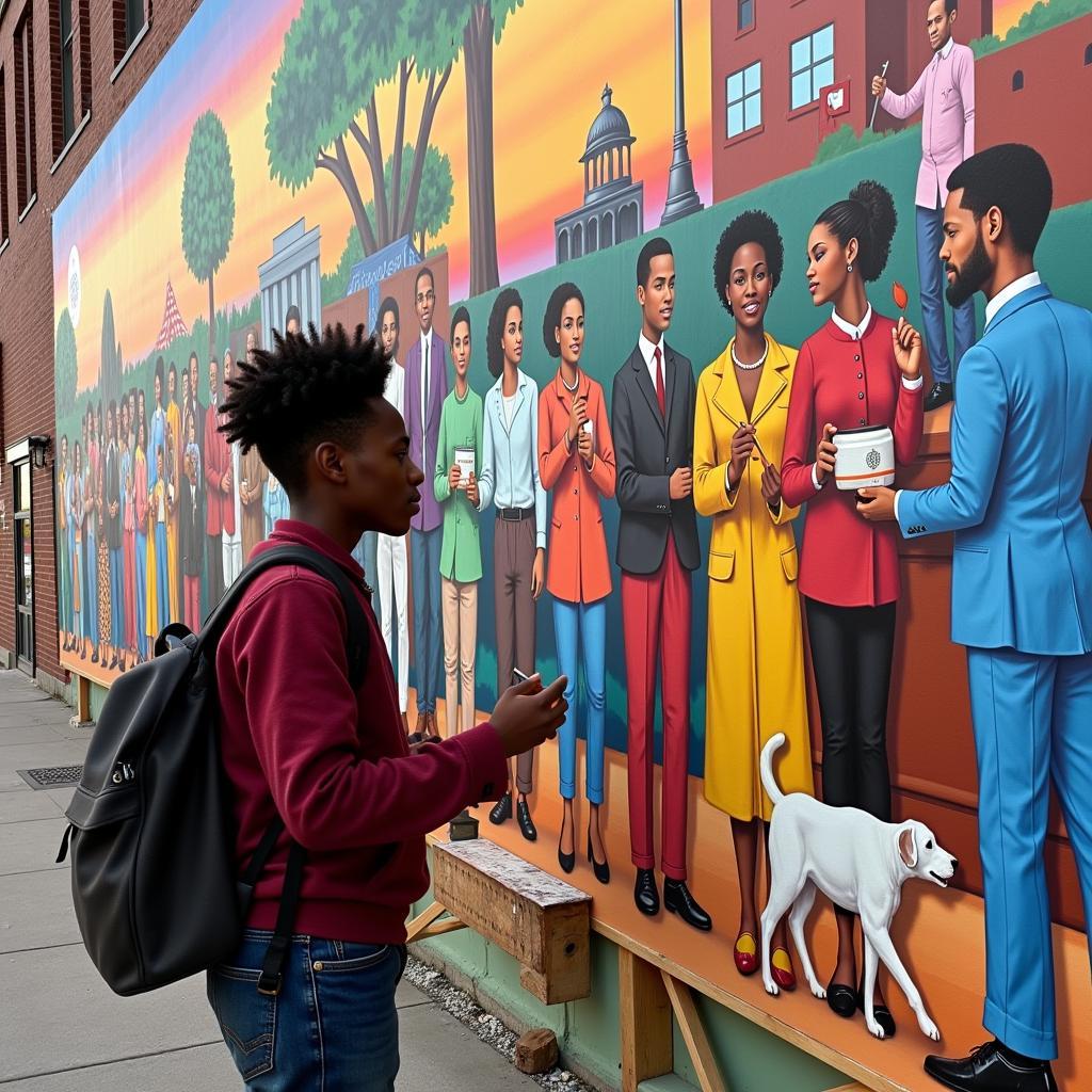 Artist Painting a Vibrant Mural