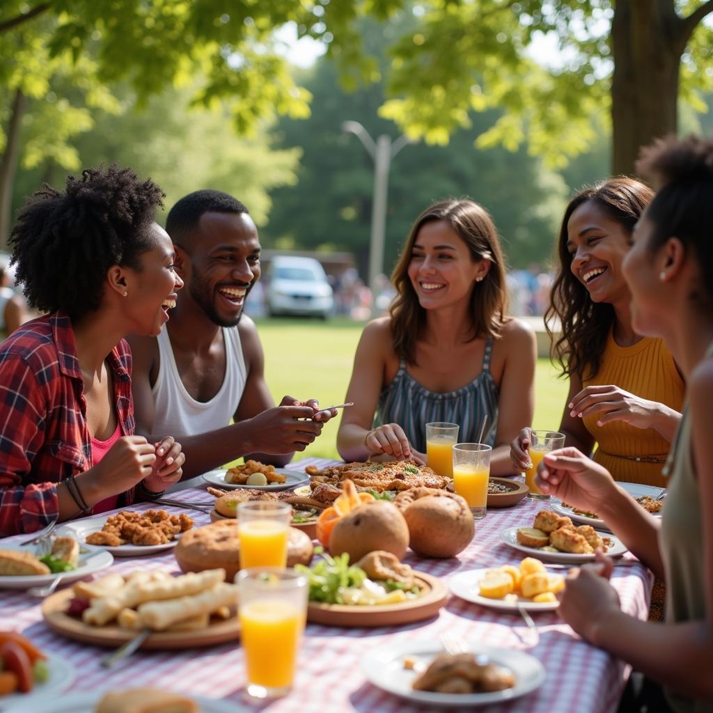 Family Sharing a Meal at an African American Festival