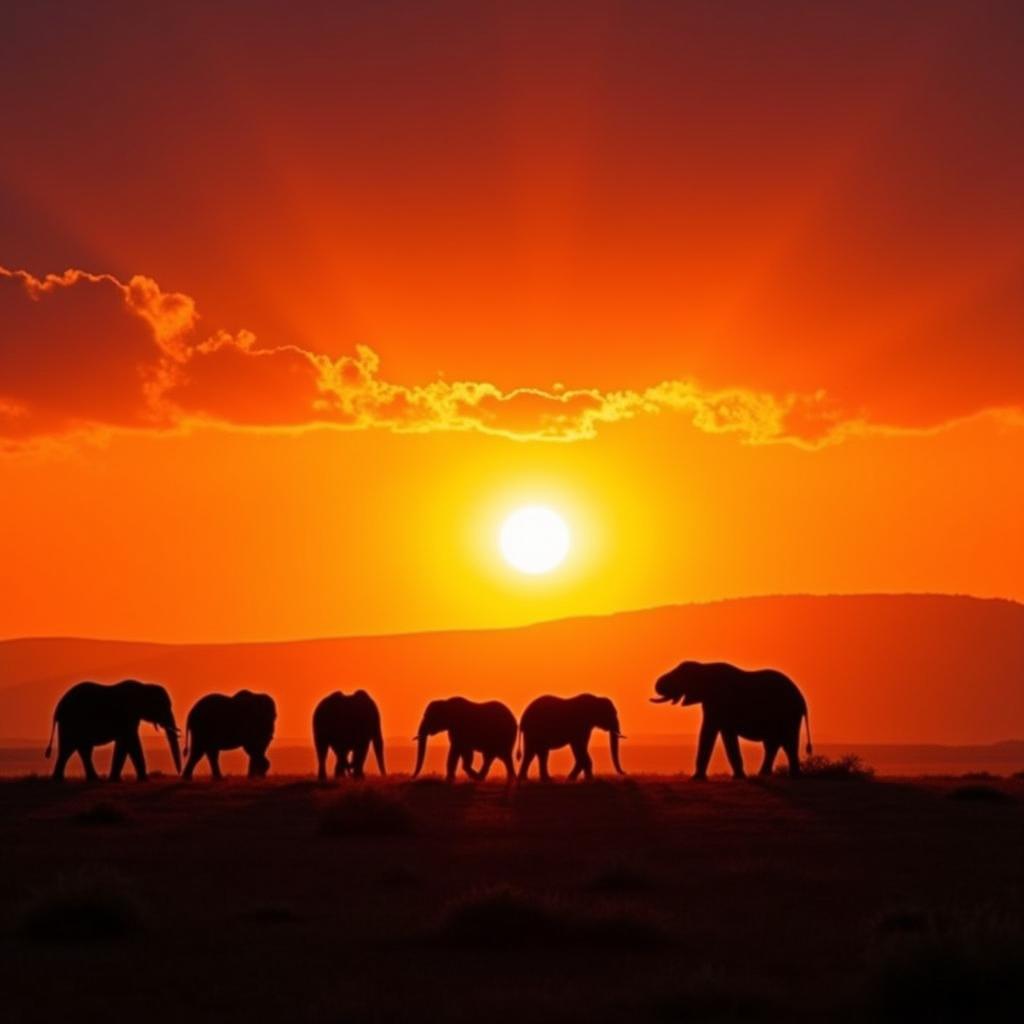 Spectacular African Savannah Sunset Wall Art