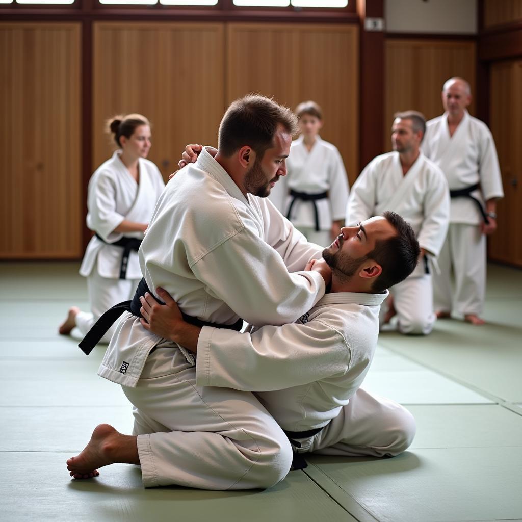 Aikido Practitioners Demonstrating Techniques