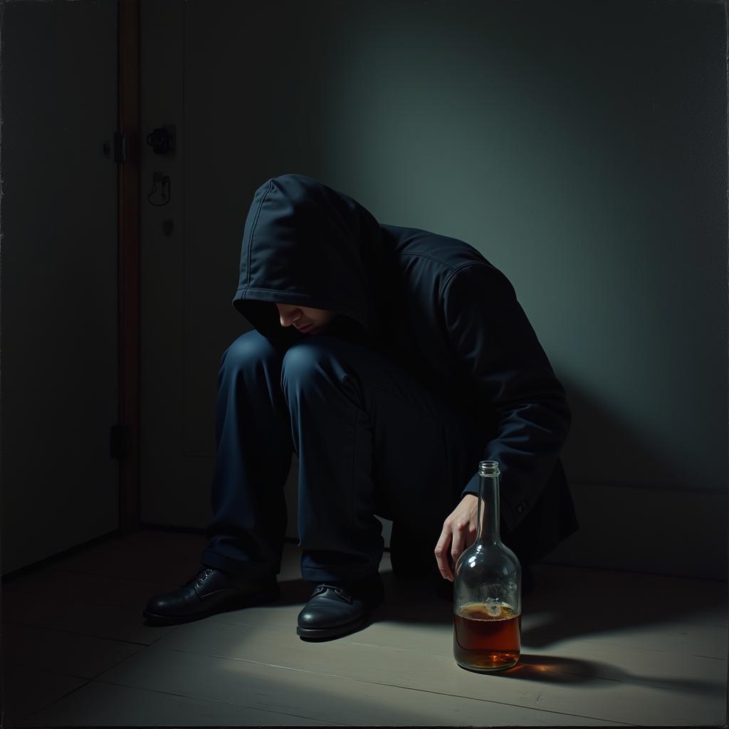 Alcoholism Art Depicting Isolation and Despair