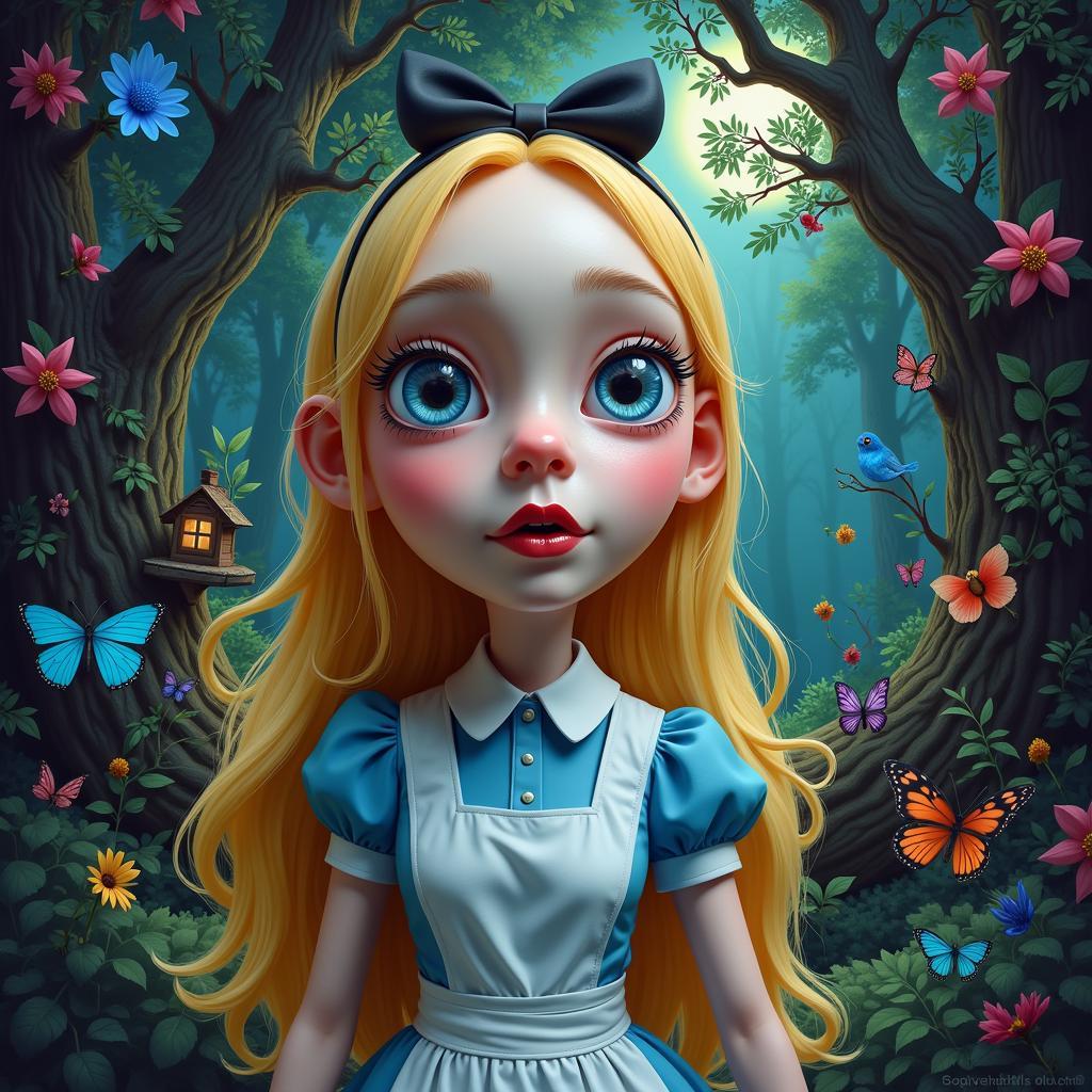 Surreal portrait of Alice in Wonderland