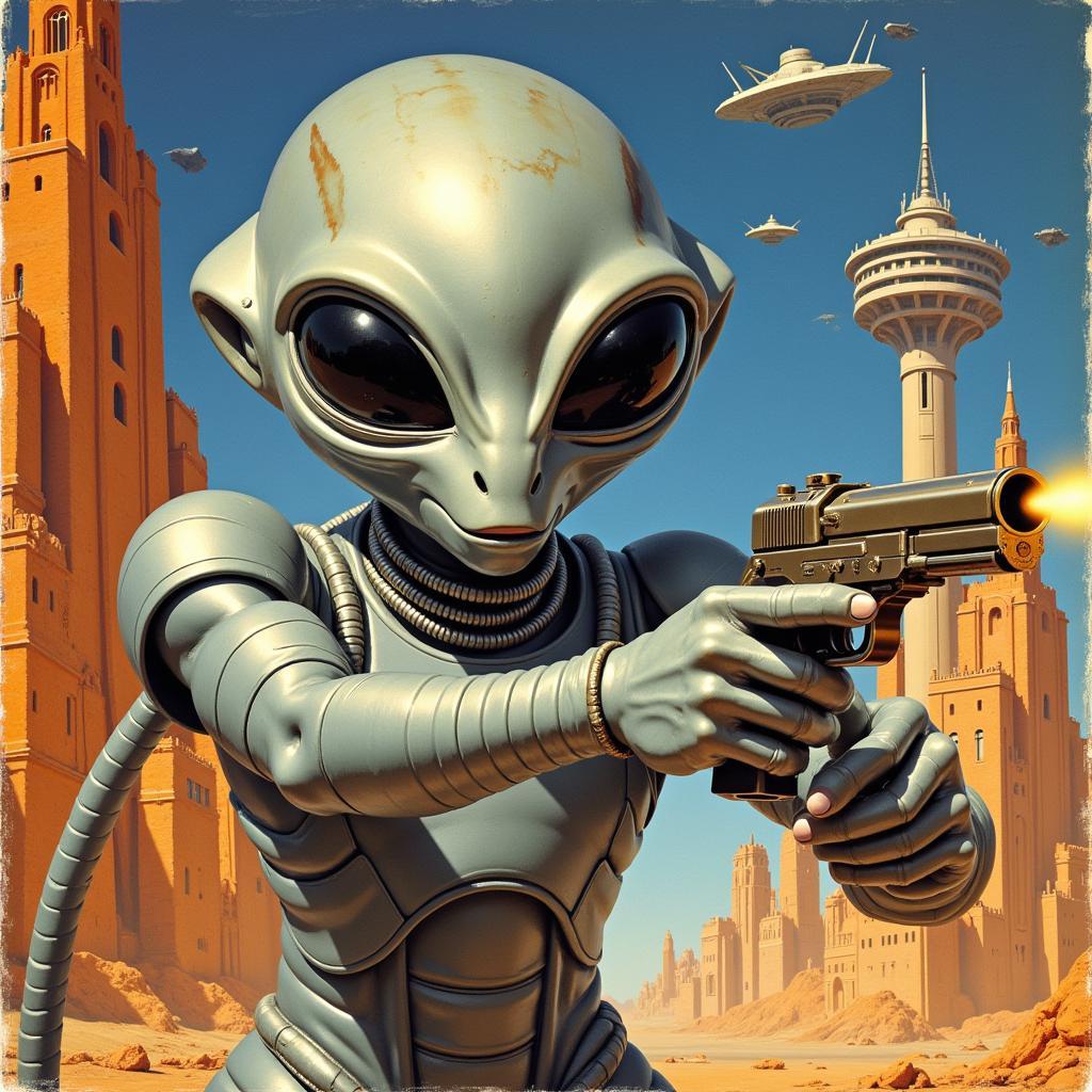 Retro Science Fiction Alien Cover Art