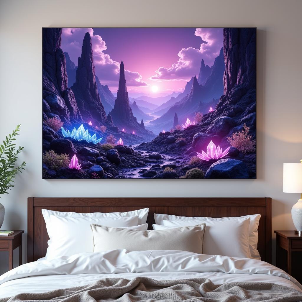 Alien Landscape Wall Art in a Bedroom