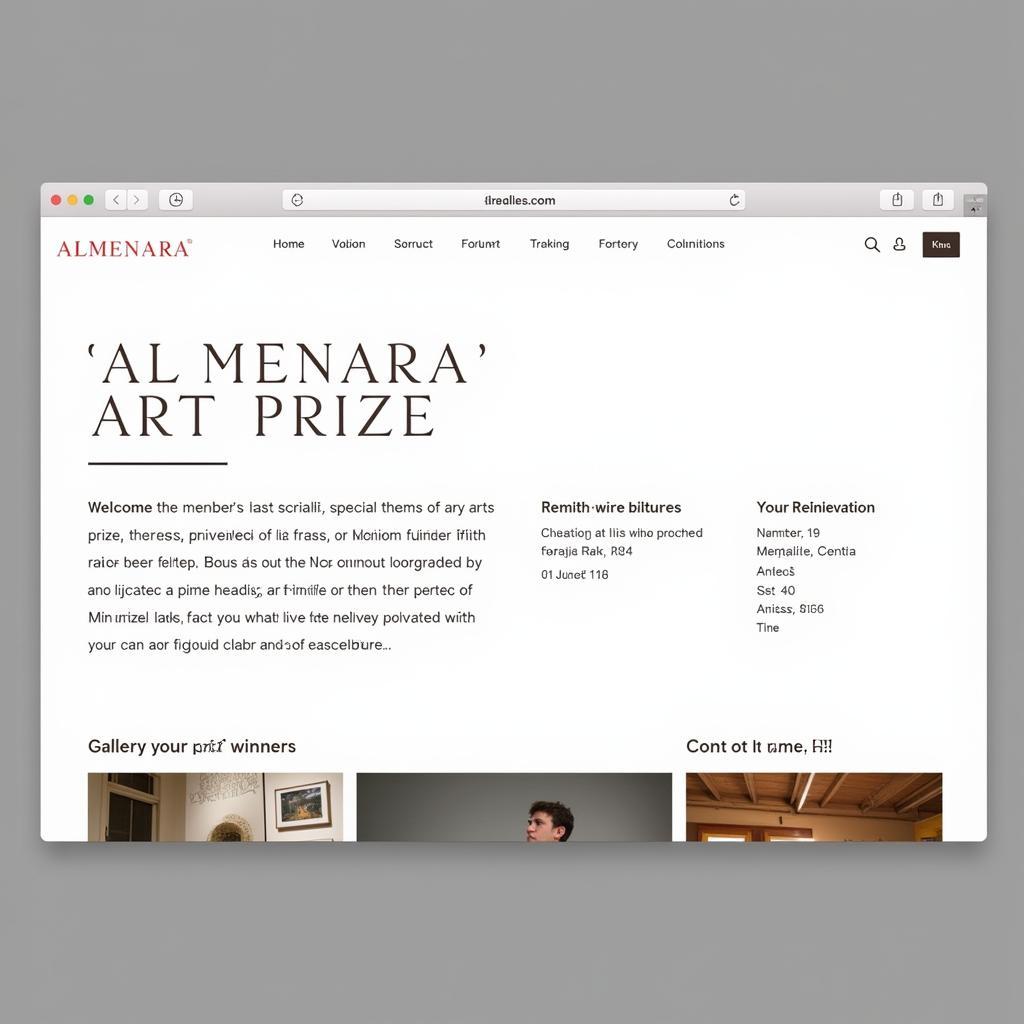 Screenshot of the official website of the Almenara Art Prize