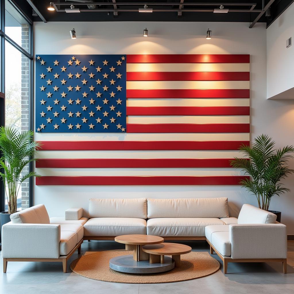 American Flag Metal Wall Art Installation