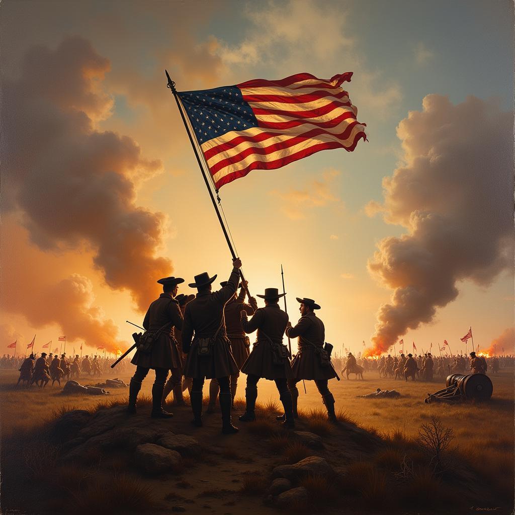 American Flag Painting Depicting Historical Context