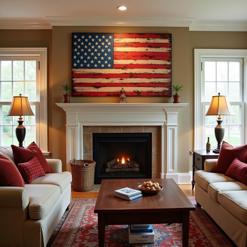 American Flag Wall Art in Living Room