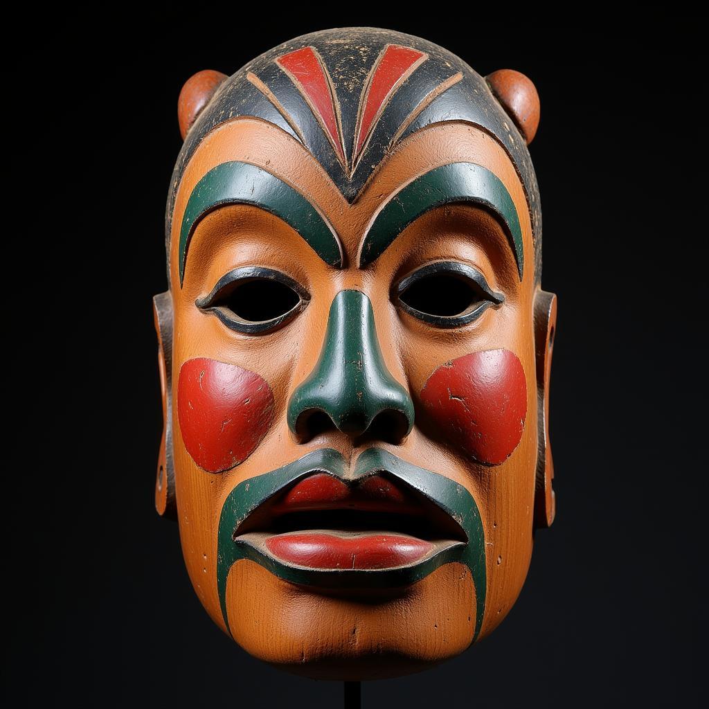 Antique Aleut mask crafted for ceremonial purposes