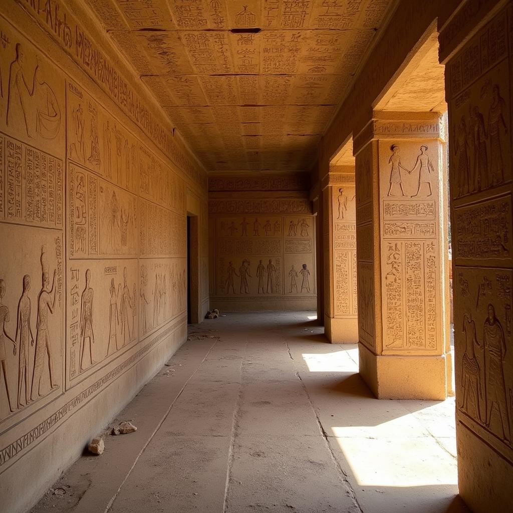 Ancient Egyptian Engravings Adorning a Tomb Wall