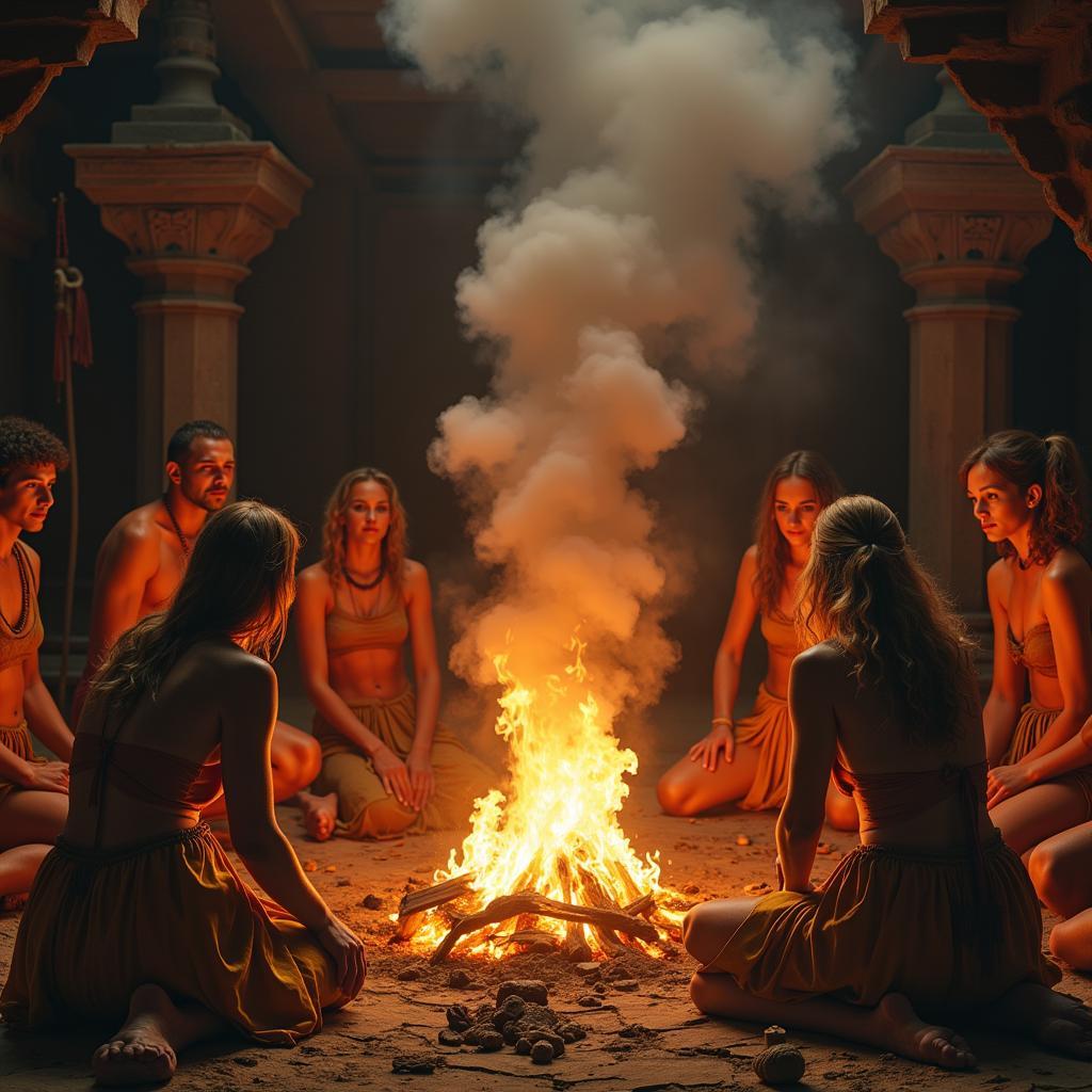 Ancient Smoke Reading Ritual Depiction