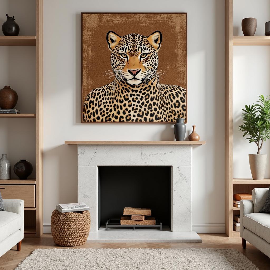 Leopard Print Wall Art in a Living Room