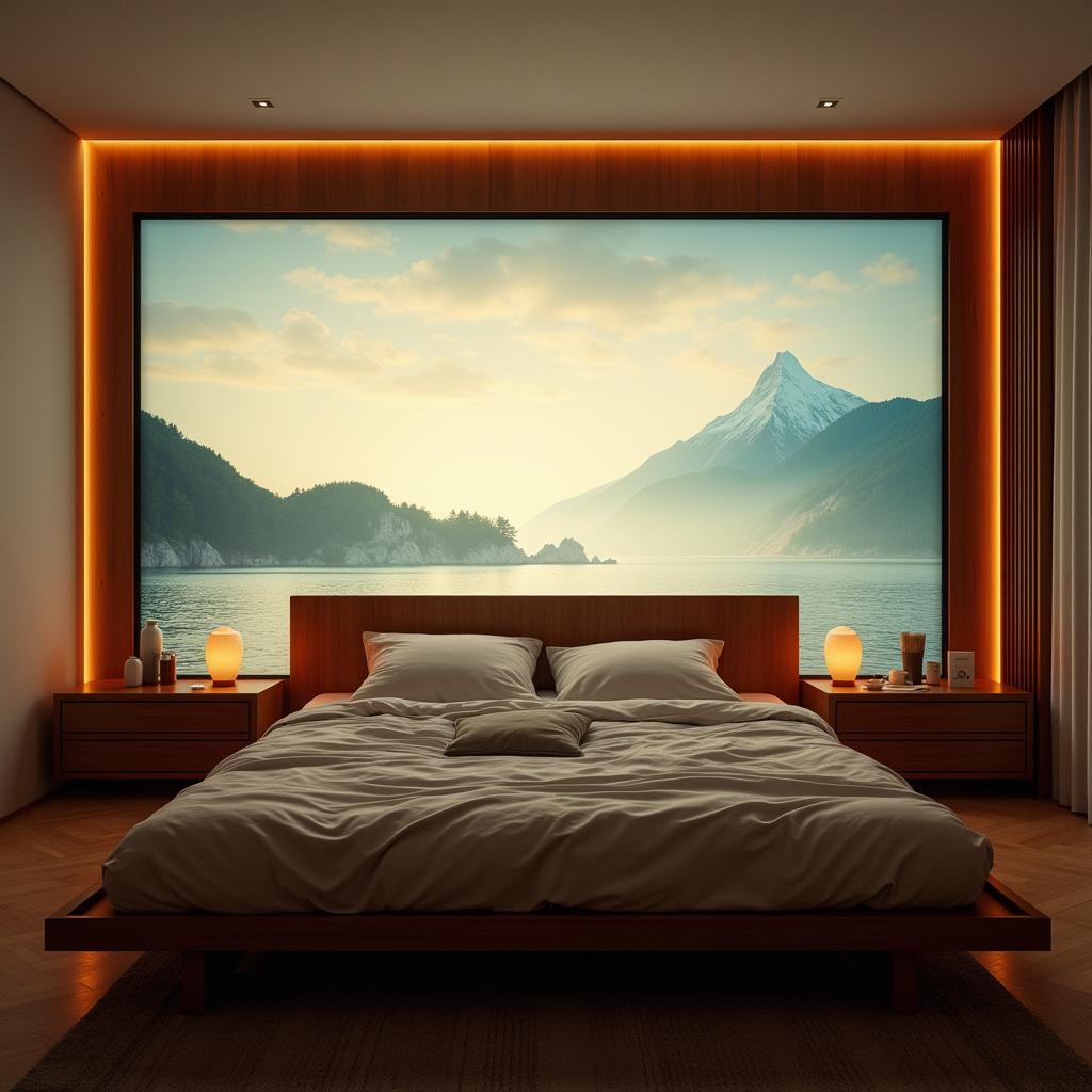 Bedroom with animated wall art 