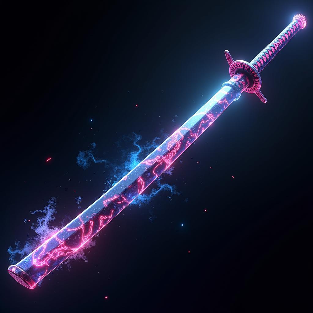 Digital art representation of an anime katana with a futuristic design