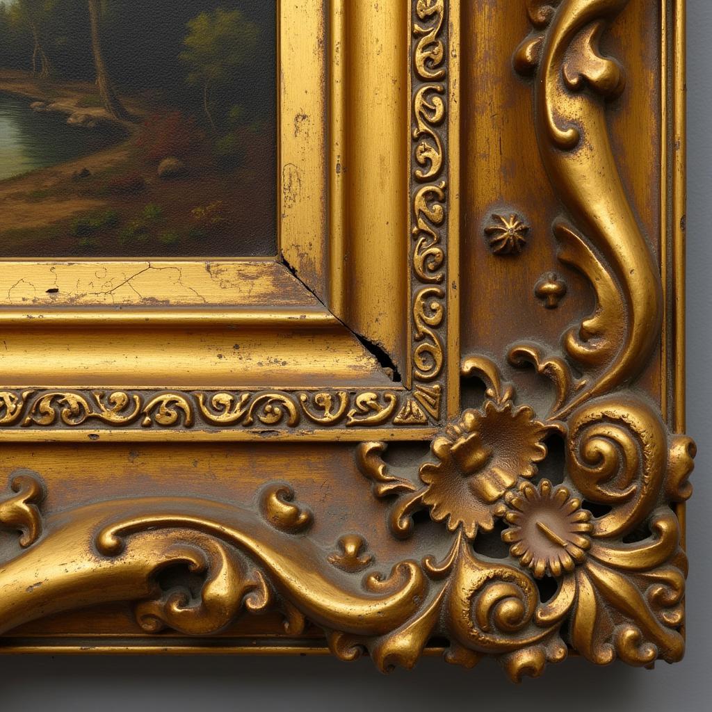 Antique Oil Painting in Ornate Gold Frame