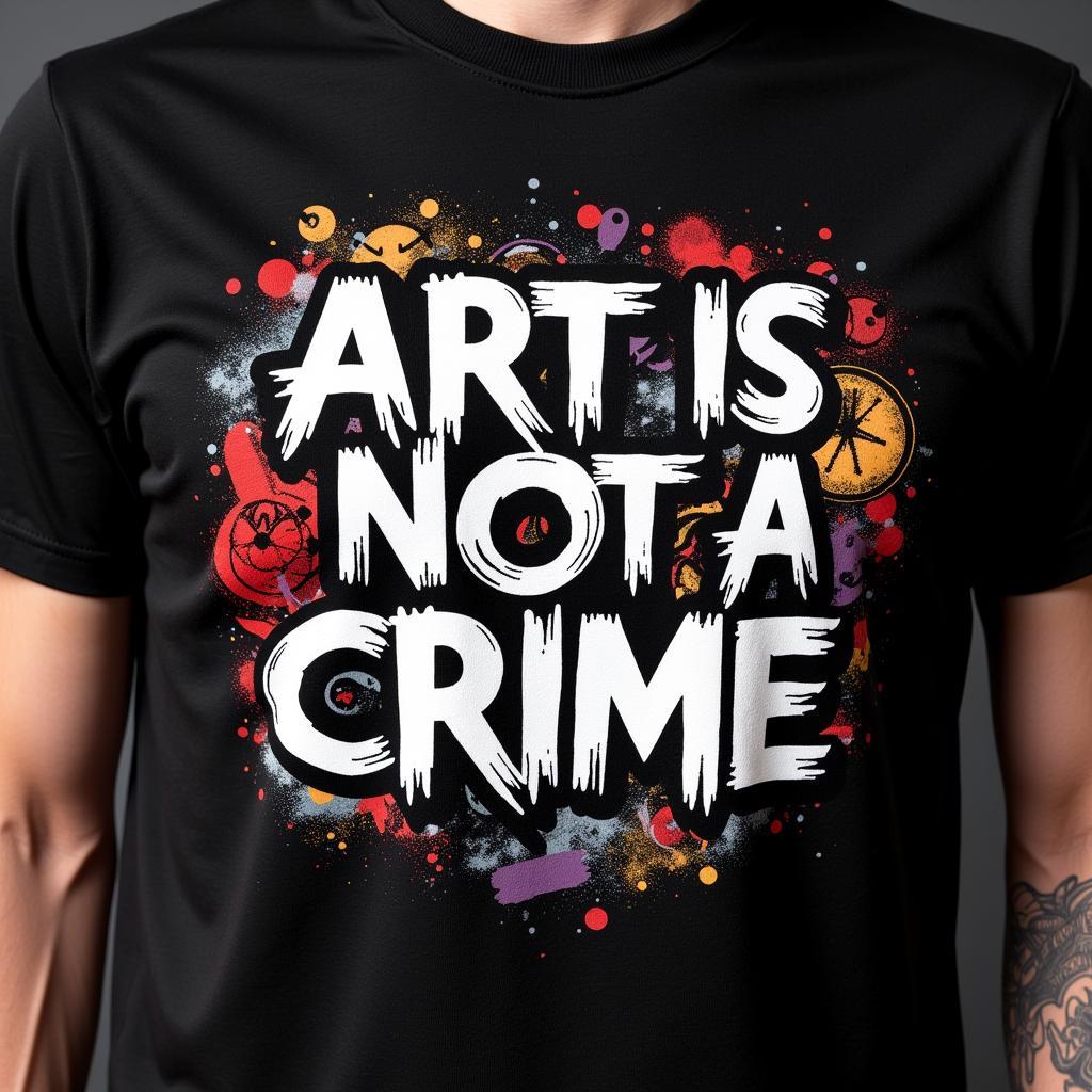 Streetwear-inspired "art is not a crime" t-shirt design