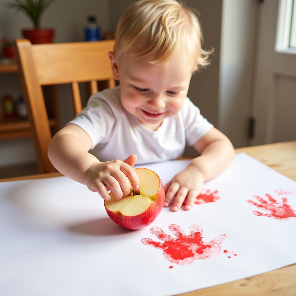 Simple Apple Stamping for Baby Art