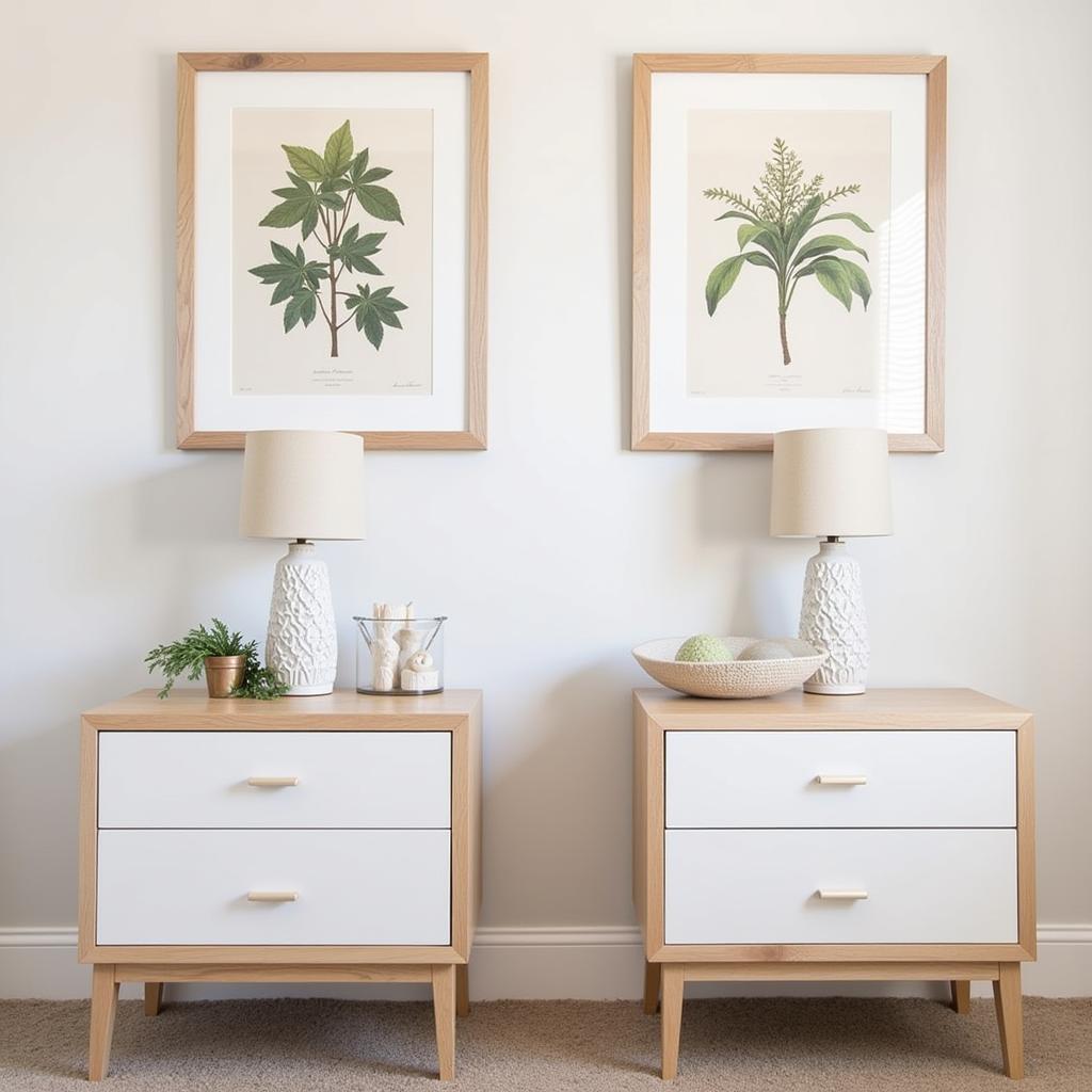 Symmetrical Art Placement Above Two Nightstands