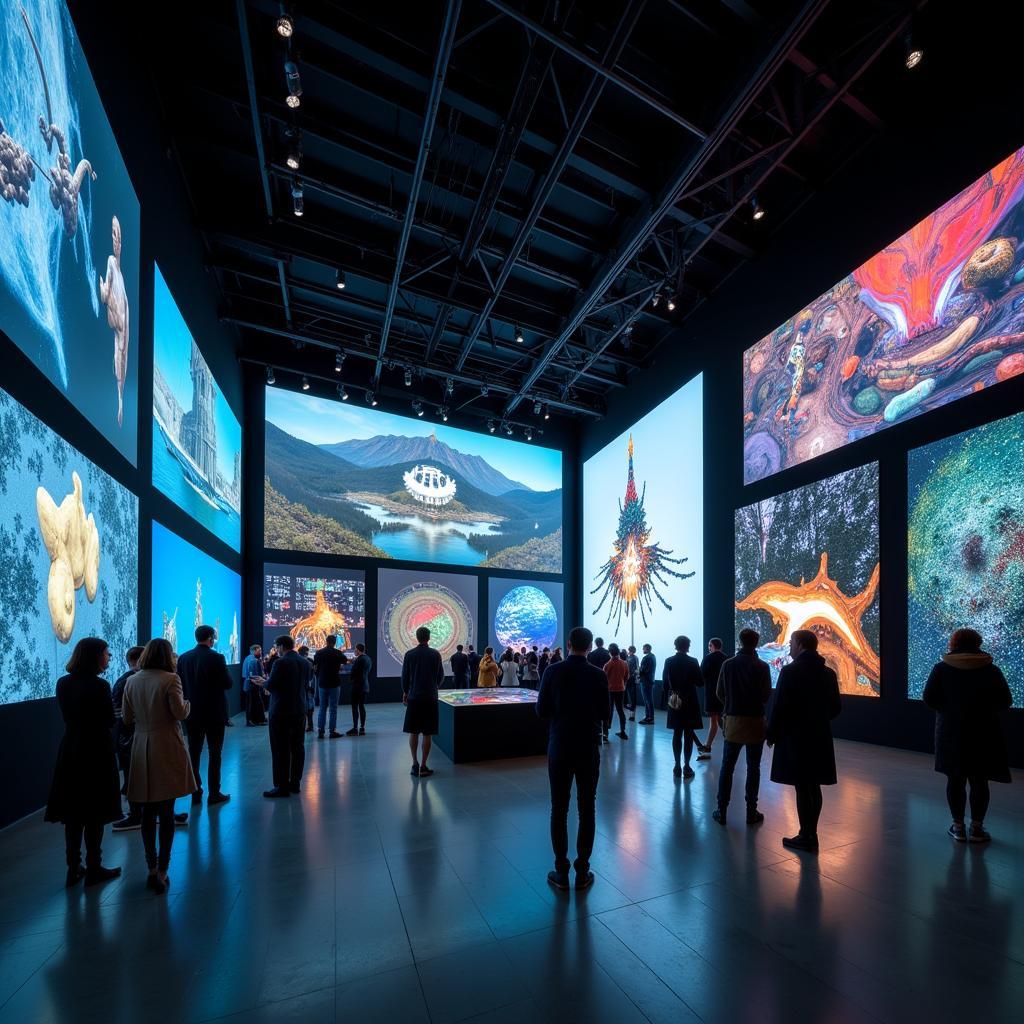 Digital art exhibition showcasing a variety of styles and techniques