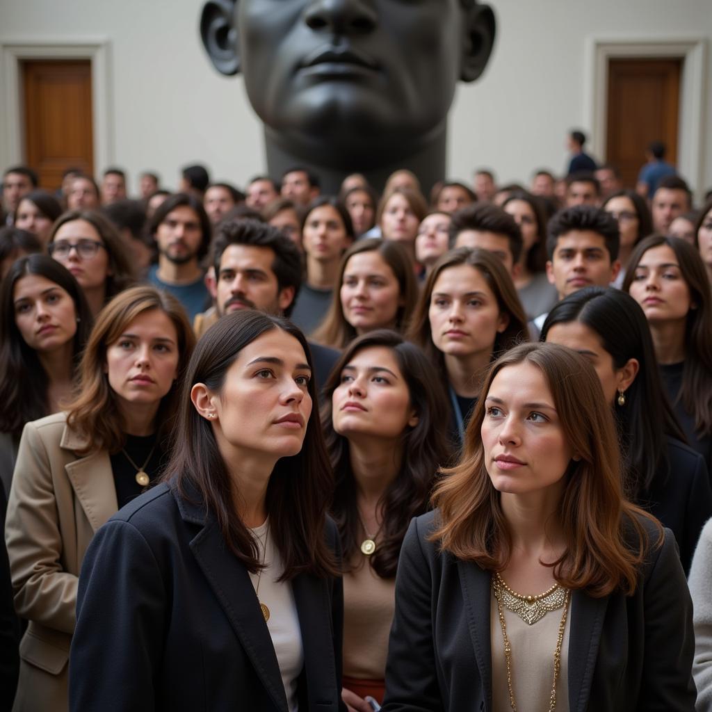 People from diverse backgrounds connecting with a piece of art