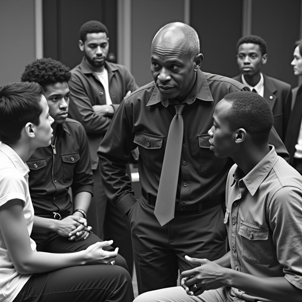 Art Blakey mentoring young musicians during a rehearsal