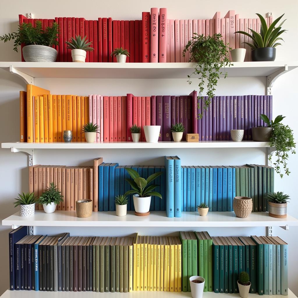 Art Book Display Shelves Color Coordinated