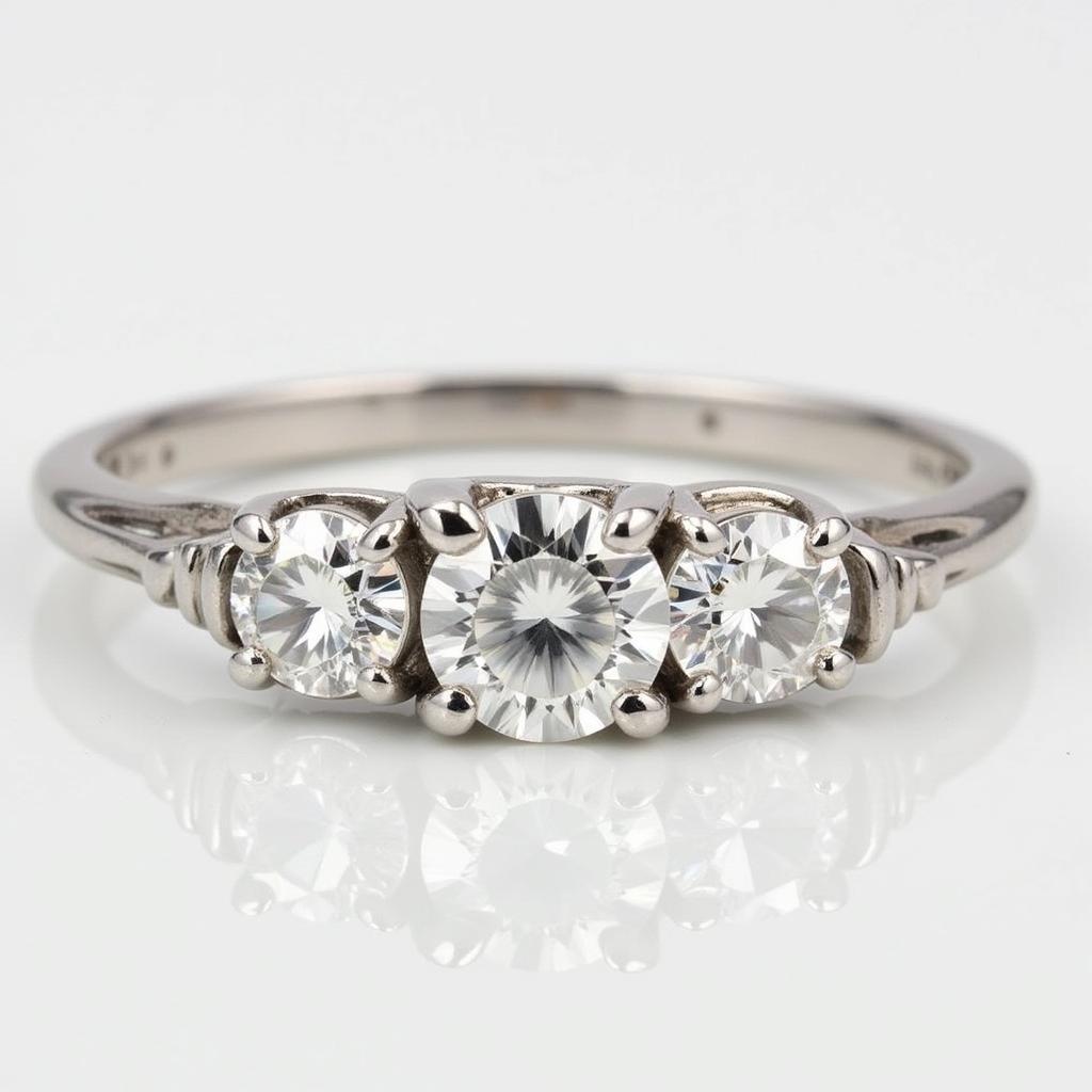 Art Deco 3 Diamond Ring in Platinum Setting