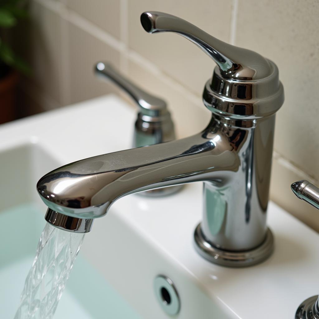 Detail of an Art Deco Bathroom Faucet