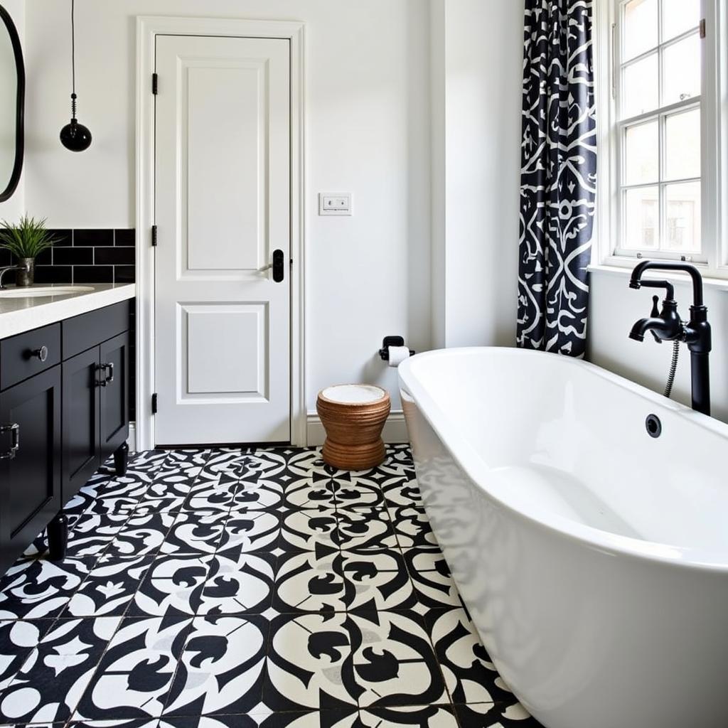 Art Deco Bathroom with Geometric Tile Patterns