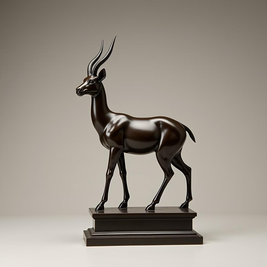 Art Deco gazelle bronze sculpture on a pedestal